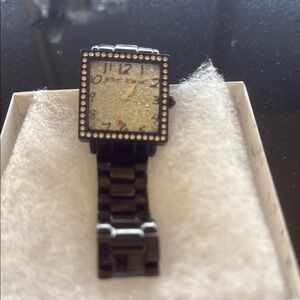 Black Square Watch with Crystal Accents